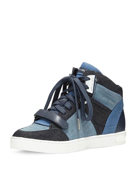 michael kors high top sneakers|michael kors denim sneakers.